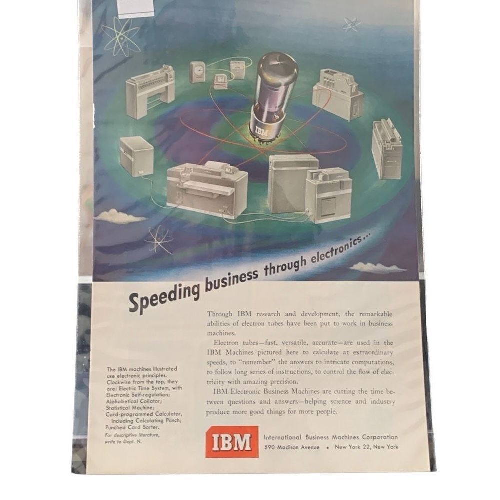 Vintage 1950 IBM Speeding Business Through Electronics Ad Advertisement